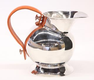 Continental modern silver plate footed water pitcher Continental modern silverplate