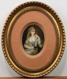 German hand painted porcelain plaque German hand painted porcelain plaque