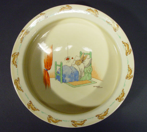 Royal Doulton Bunnykins babies plate printed with a rabbit in