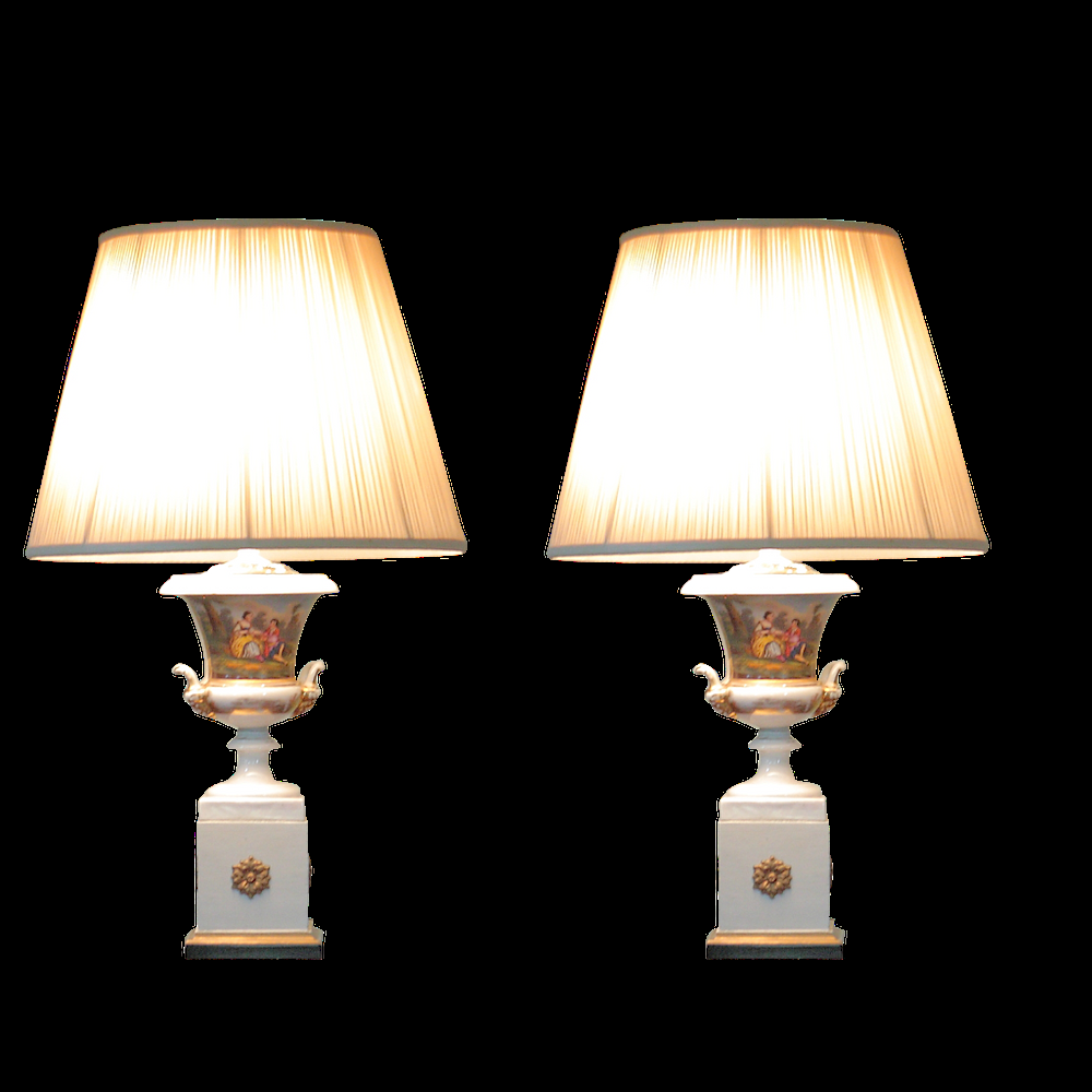 Paris Porcelain Table Lamps Pair of Paris Porcelain Urn Table