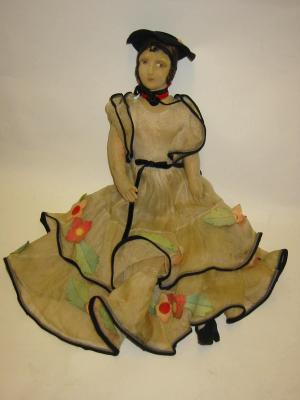 An early 20th century Lenci felt Spanish lady doll with