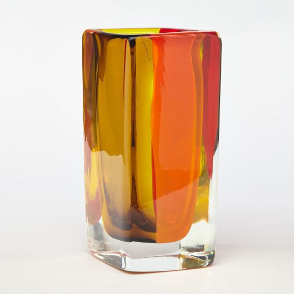 Venini Fiji Sommerso Glass Vase 2003 of lozenge shape with