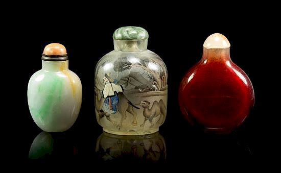 Three Snuff Bottles Height of first 3 1 2 x