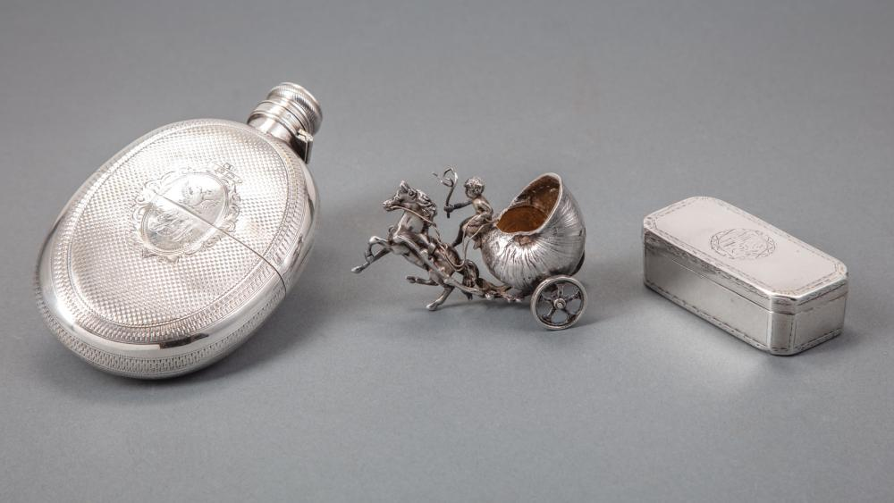 Victorian Sterling Silver Flask George Unite Birmingham 1881 engine turned