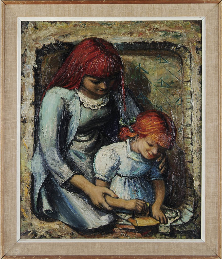 ALBERT PELS American 1910 1998 THE IRONING LESSON Oil on