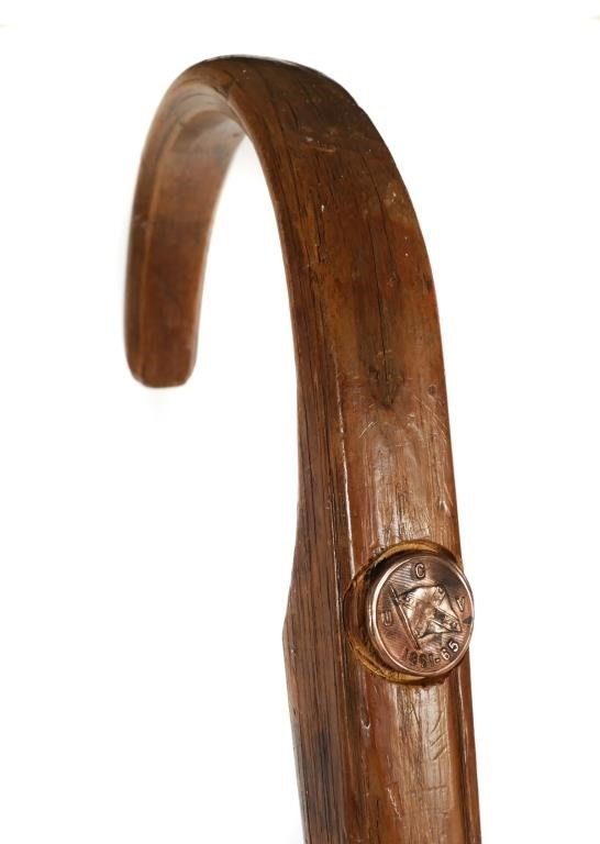 1909 CONFEDERATE VETERANS WALKING STICKWood cane stamped on three sides