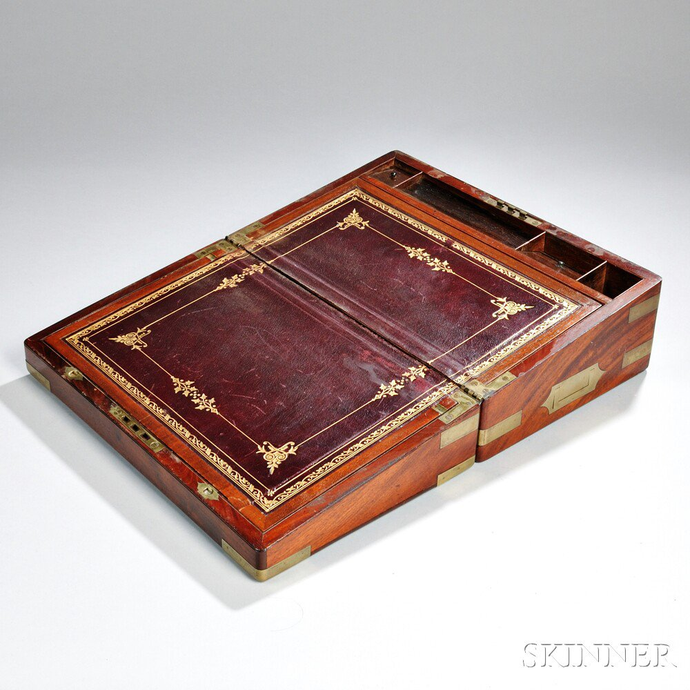English Mahogany and Brass Lap Desk first half 19th century