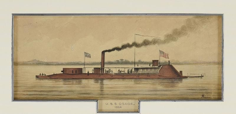 Cassily Adams USS Osage Painting and Signed Document Cassilly Adams