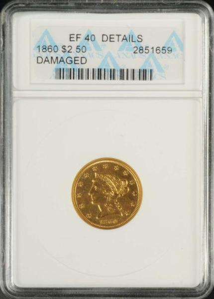 1860 Coronet Gold Eagle 2 EF 40 Damaged Description Graded
