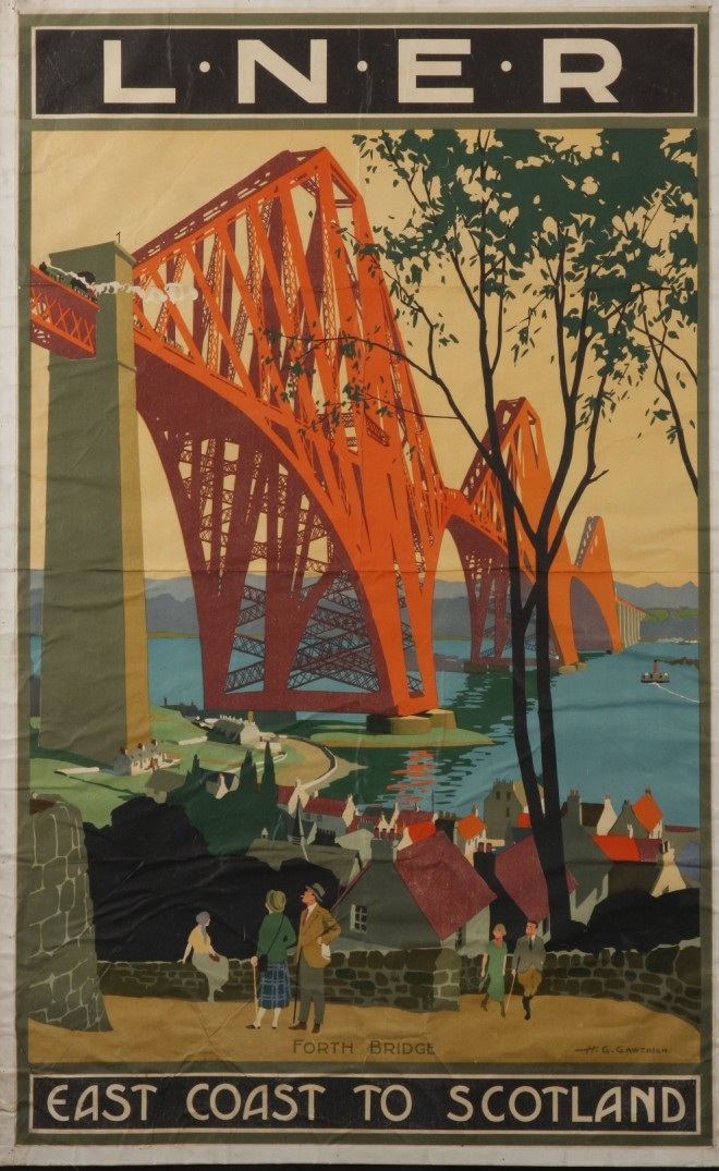 Pair of linen backed posters 1 Stone lithographic poster with