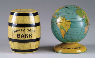 LOT OF 2 TIN BANKS Chein USA Lot includes a