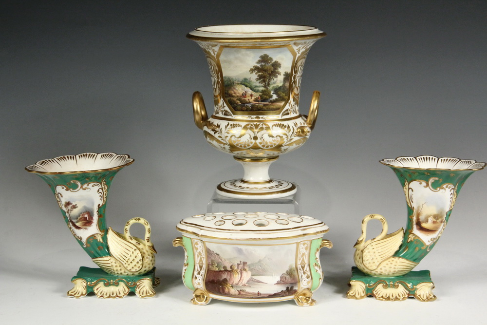 4 PCS EARLY DERBY PORCELAIN Including Circa 1810 Duesbury Large