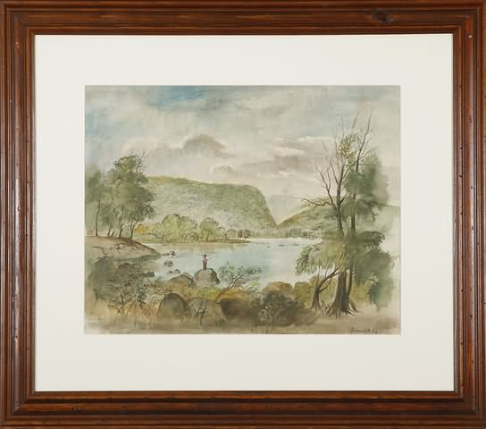 Delaware Water Gap watercolor 19 x 24 sight SLR T