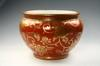 JARDINIERE 19th c jardiniere gilt decorated over persimmon base signed