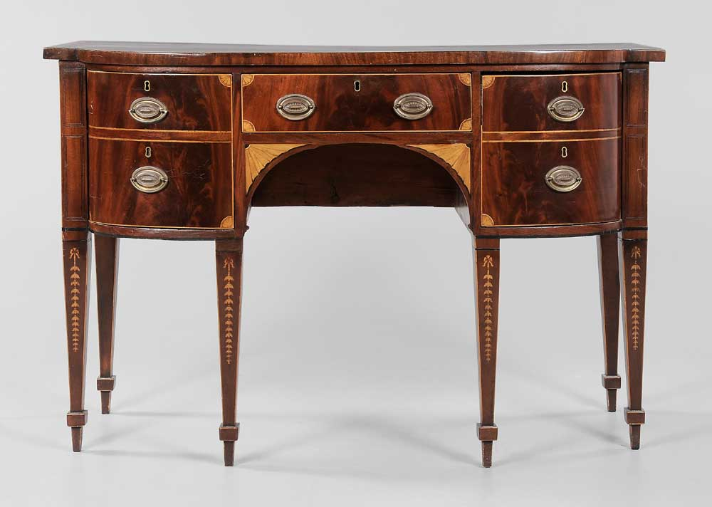 Hepplewhite Style Inlaid Mahogany Sideboard British 19th century in part