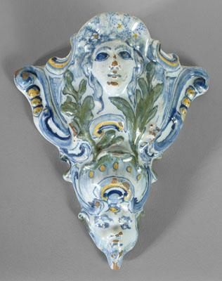 Delft wall pocket inverted cone shape with flat back polychrome