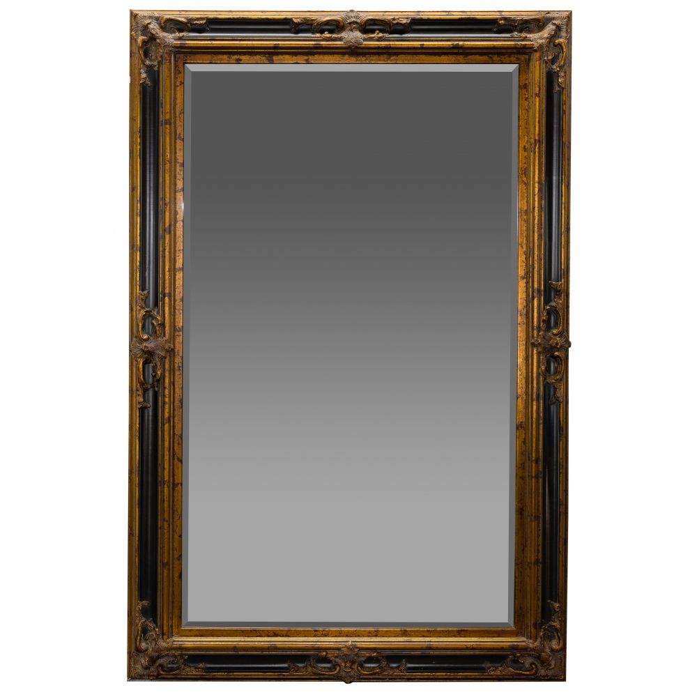 FRAMED WALL MIRRORHaving beveled edges housed in a black and