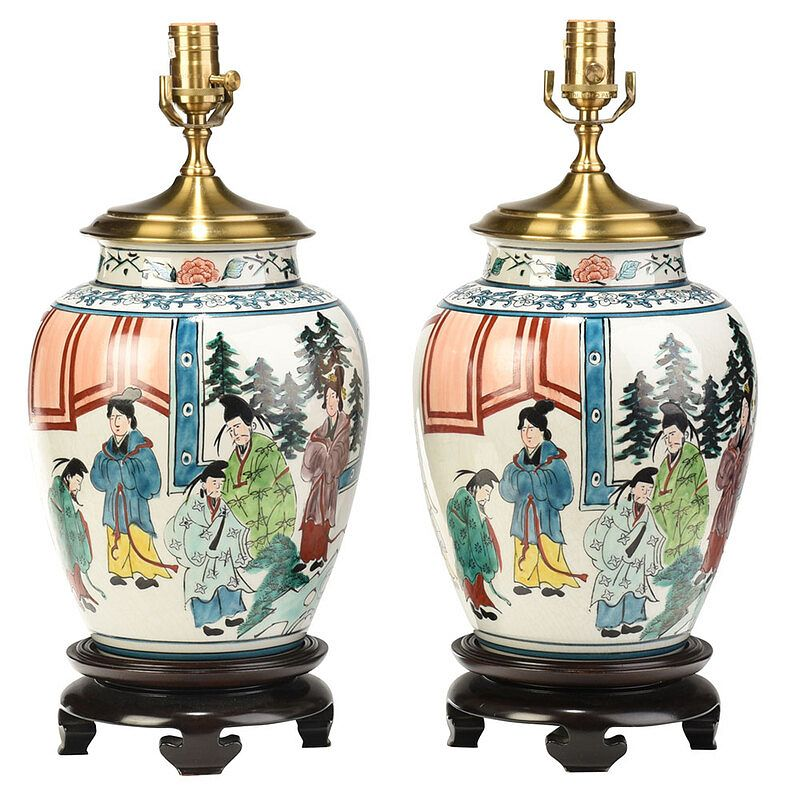 Pair of Chinese Ginger Jars Converted to Lamps 20th century