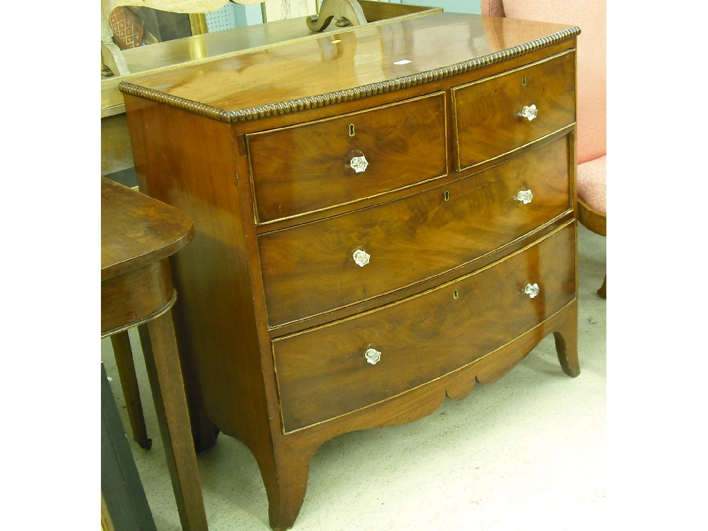 Small early 19th century mahogany bowfront chest of drawers the