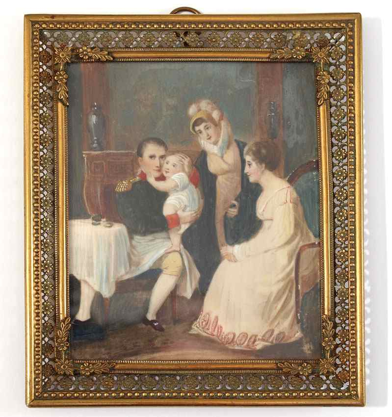 MINIATURE PAINTING ON IVORY OF NAPOLEON FAMILY 3 1 2