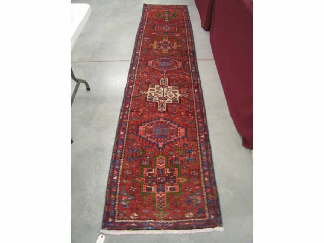 Malayer Persian Handmade Runner overall geometrics red white blues 3