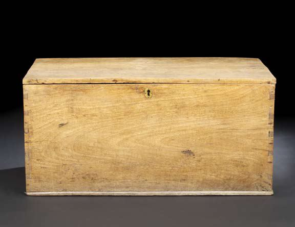 Early Six Board Teakwood Coffer ca 1850 the top and