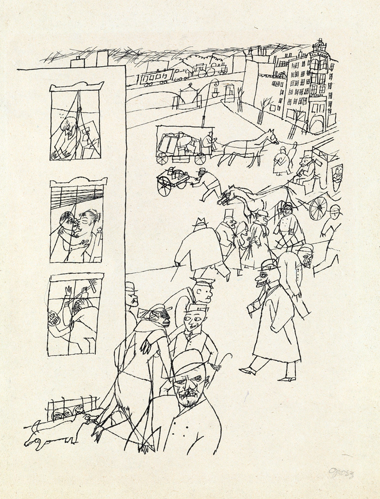 GEORGE GROSZ Menschen in der Strasse Offset lithograph 1915 16