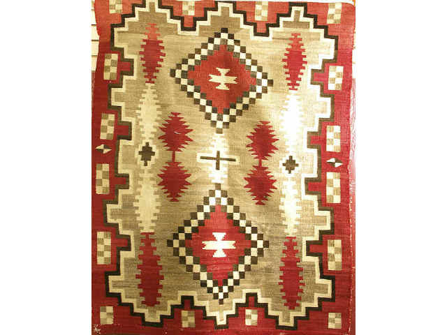 Navajo hand woven textile 36x53 inches some bleed and slight