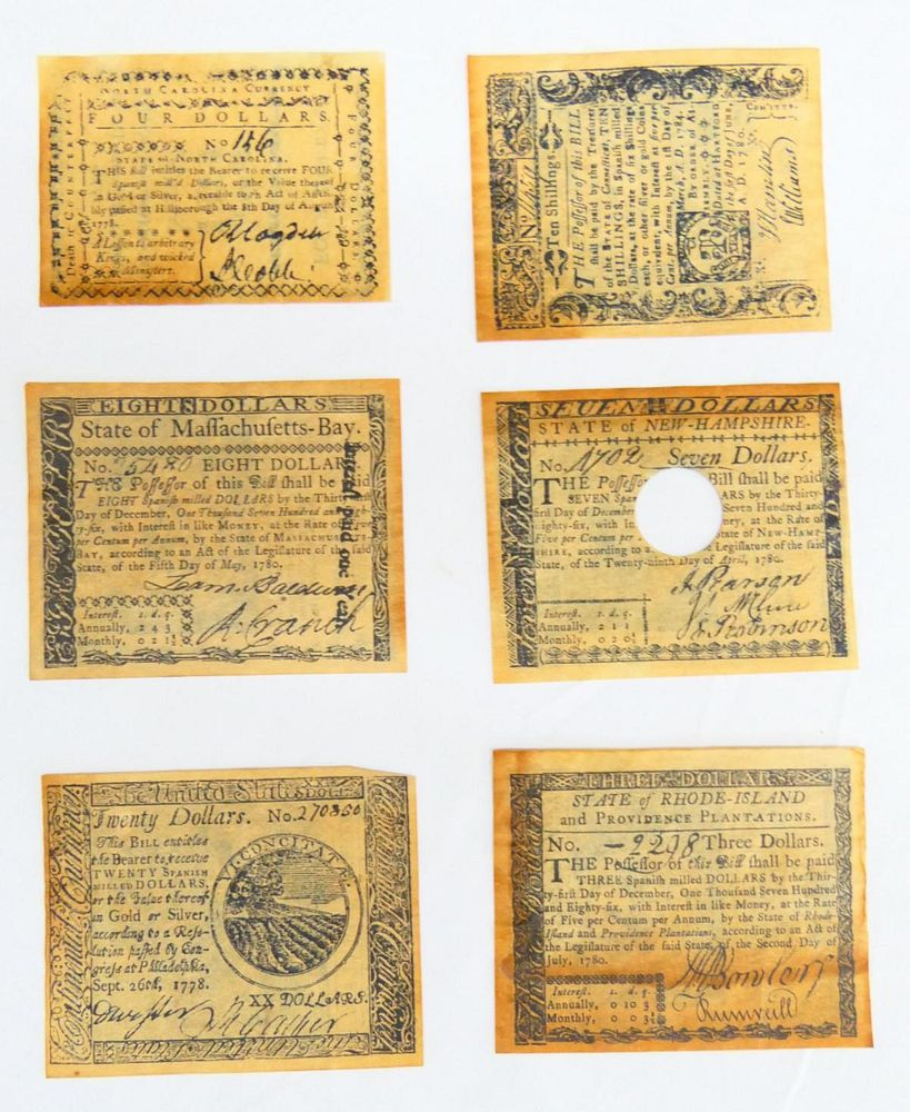 IMPORTANT LOT REVOLUTIONARY WAR PERIOD MONEY To include 1780 Mass