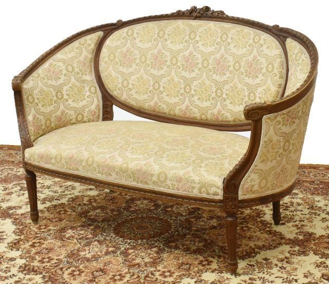 Louis XVI style curved sofa early 20th c a carved