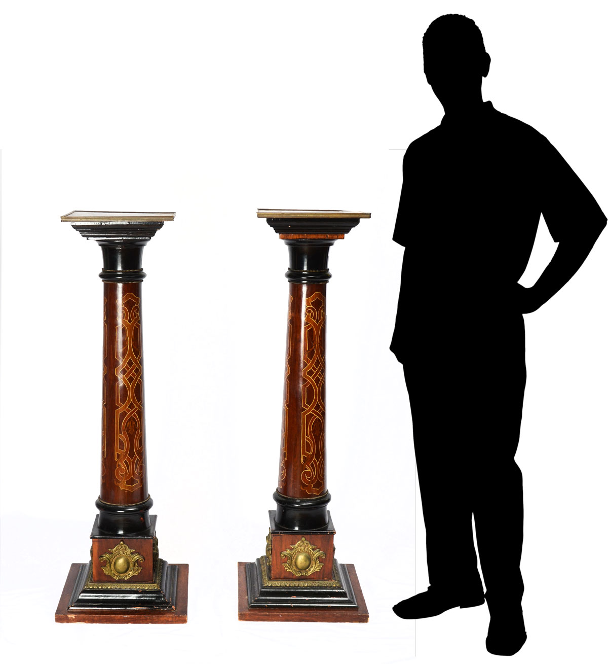 PAIR OF KILIAN AESTHETIC INLAID PEDESTALS 2 pedestals having an