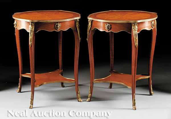 A Pair of Louis XV Style Mahogany and Gilt Metal
