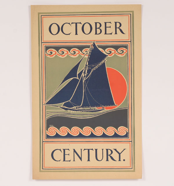 Century October fall yachting lithograph poster 18 3 4 x