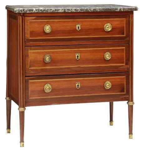 Petite French Louis XVI style mahogany commode late 19th c
