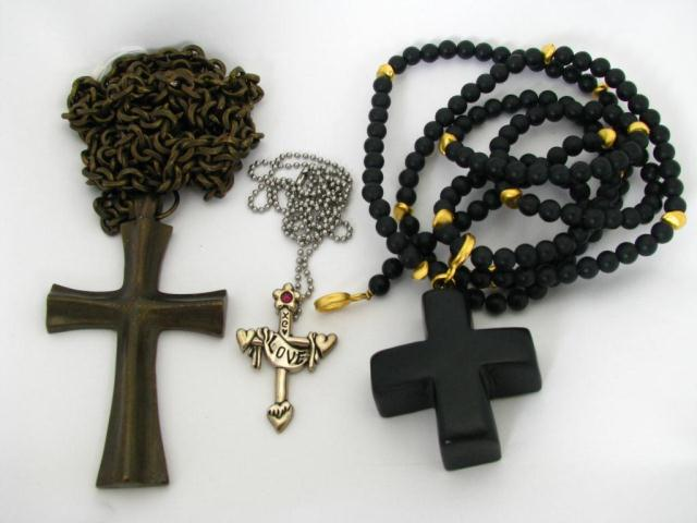 Lot of three cross crucifix necklaces consisting of DK Co