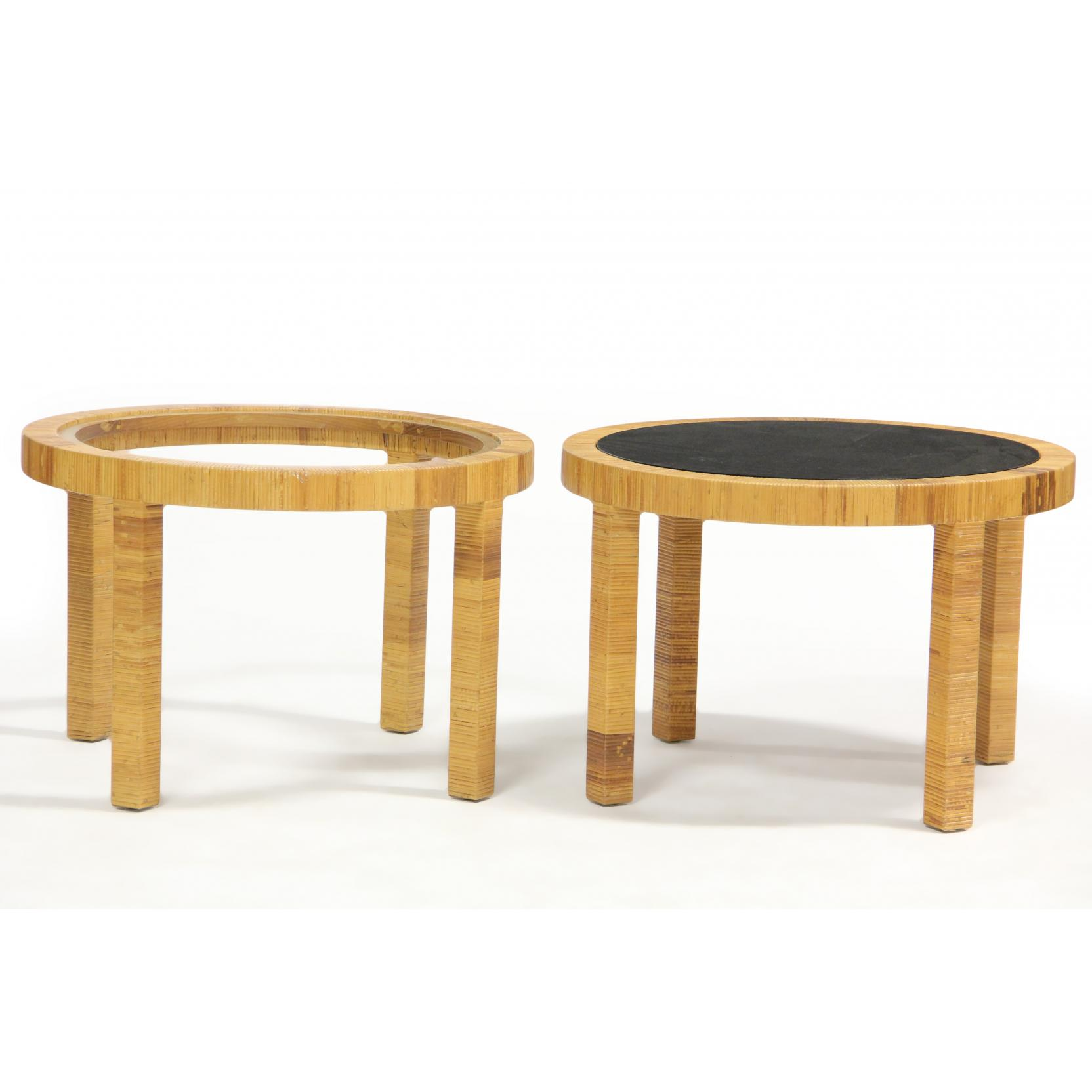 Bielecky Brothers Pair of Modernist Rattan Low Tables late 20th