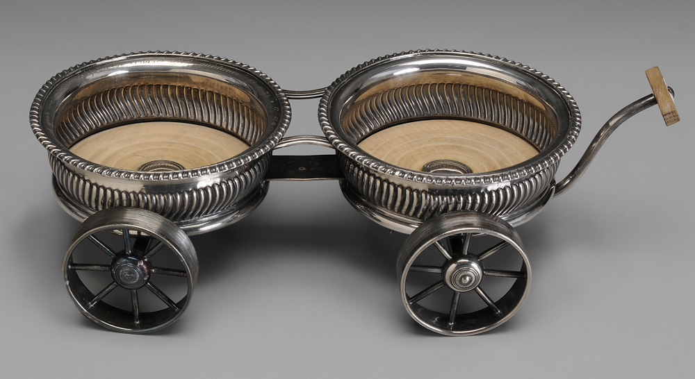 Double Coaster Silver Plated Wine Trolley probably English 20th century