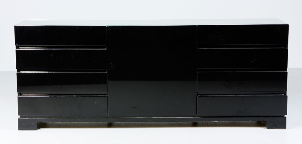 4278 Roche Bobois Lacquered Credenza Roche Bobois black lacquered credenza