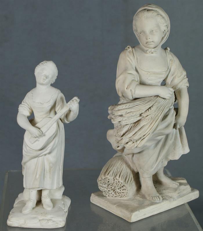 2 terre de pipe figurines girl playing a guitar and