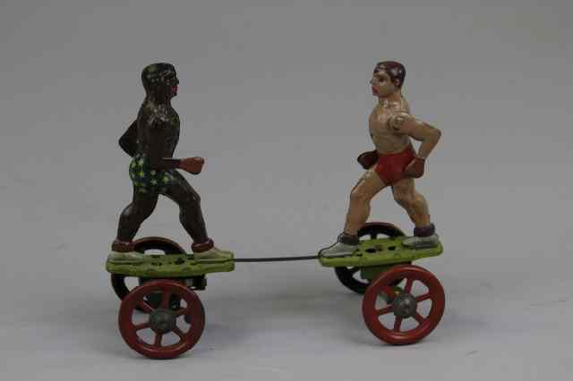 EINFALT BOXERS TOY Germany lithographed tin depicts two boxers on