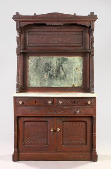 American Eastlake Victorian Walnut and Marble Top Sideboard fourth quarter