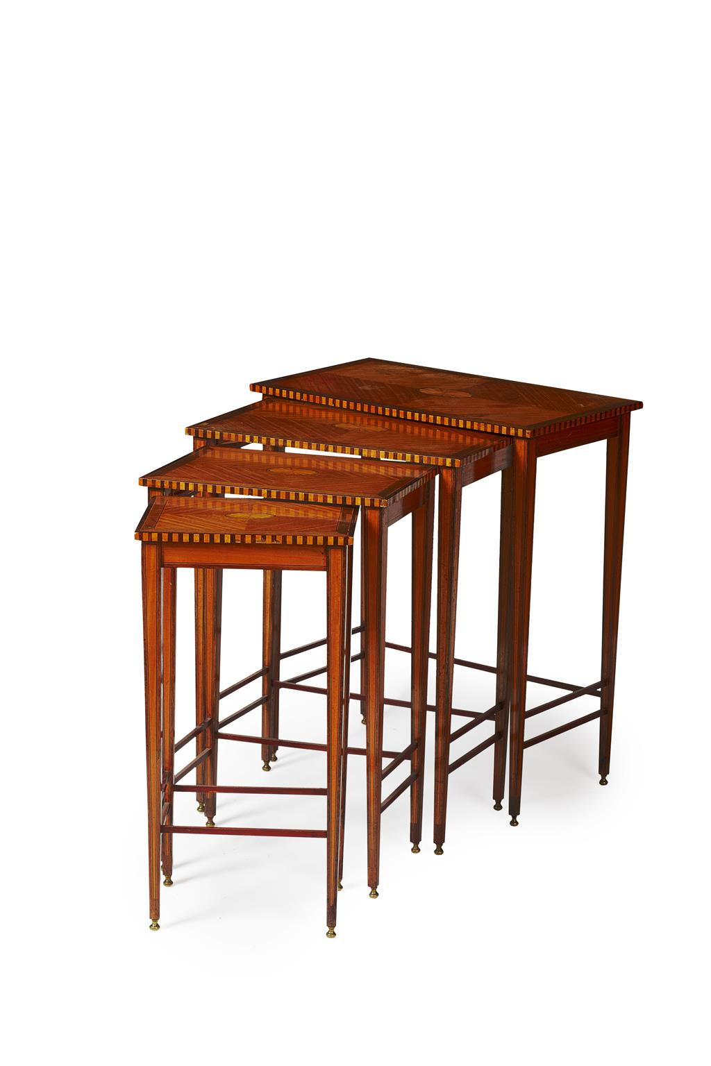 EDWARDIAN SATINWOOD AND ROSEWOOD NEST OF TABLES EARLY 20TH CENTURY