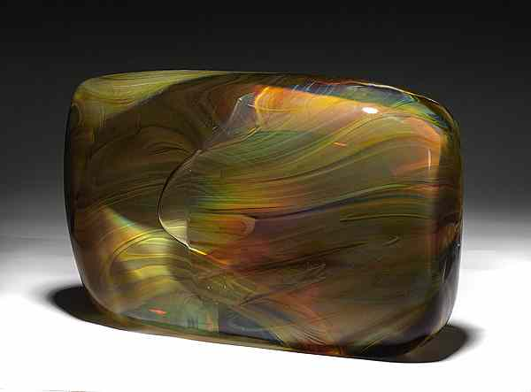 Loredano Rosin Art Glass Sculpture Italian a rectangular Stone form