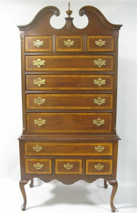 QUEEN ANNE STYLE DIXIE MAHOGANY HIGHBOY In two parts broken