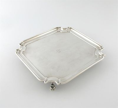 A silver salver by J Aitchison London 1914 rectangular form