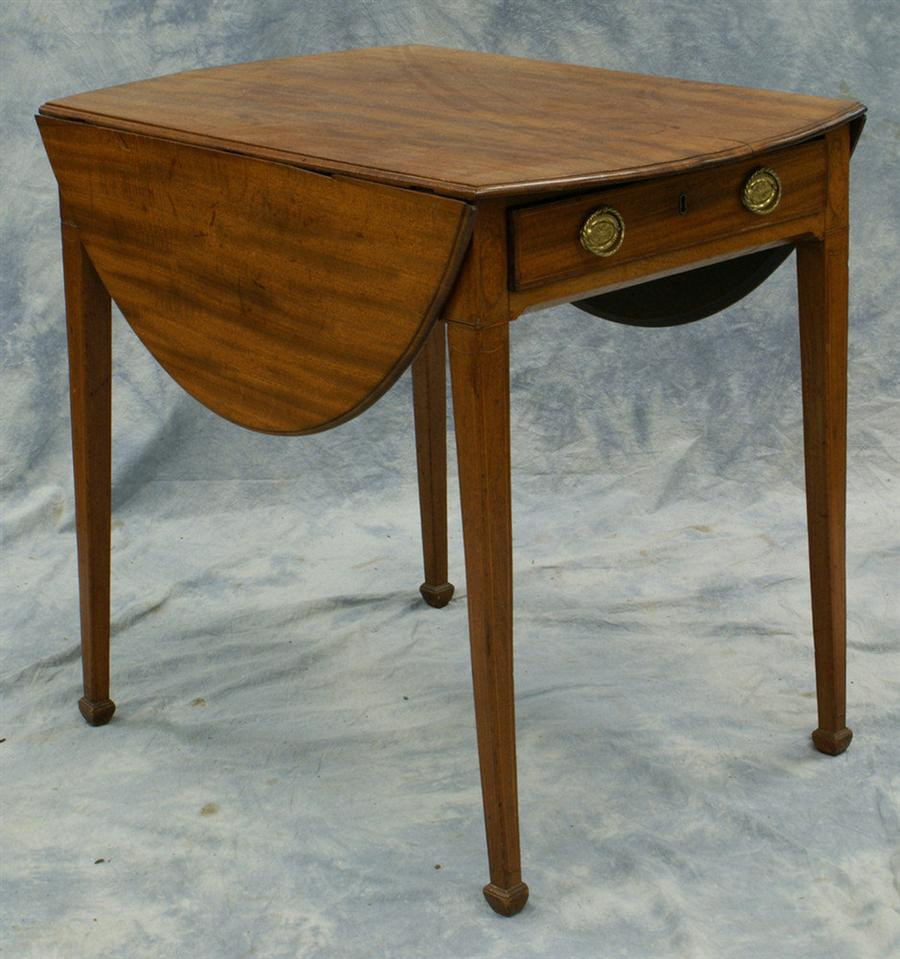 Inlaid mahogany Georgian Hepplewhite pembroke table with drawer original brasses