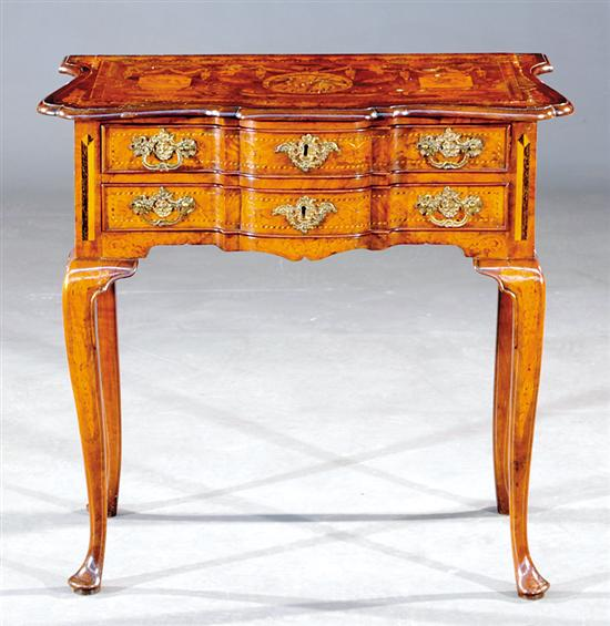 Dutch inlaid marquetry and walnut lowboy 19th century shaped and