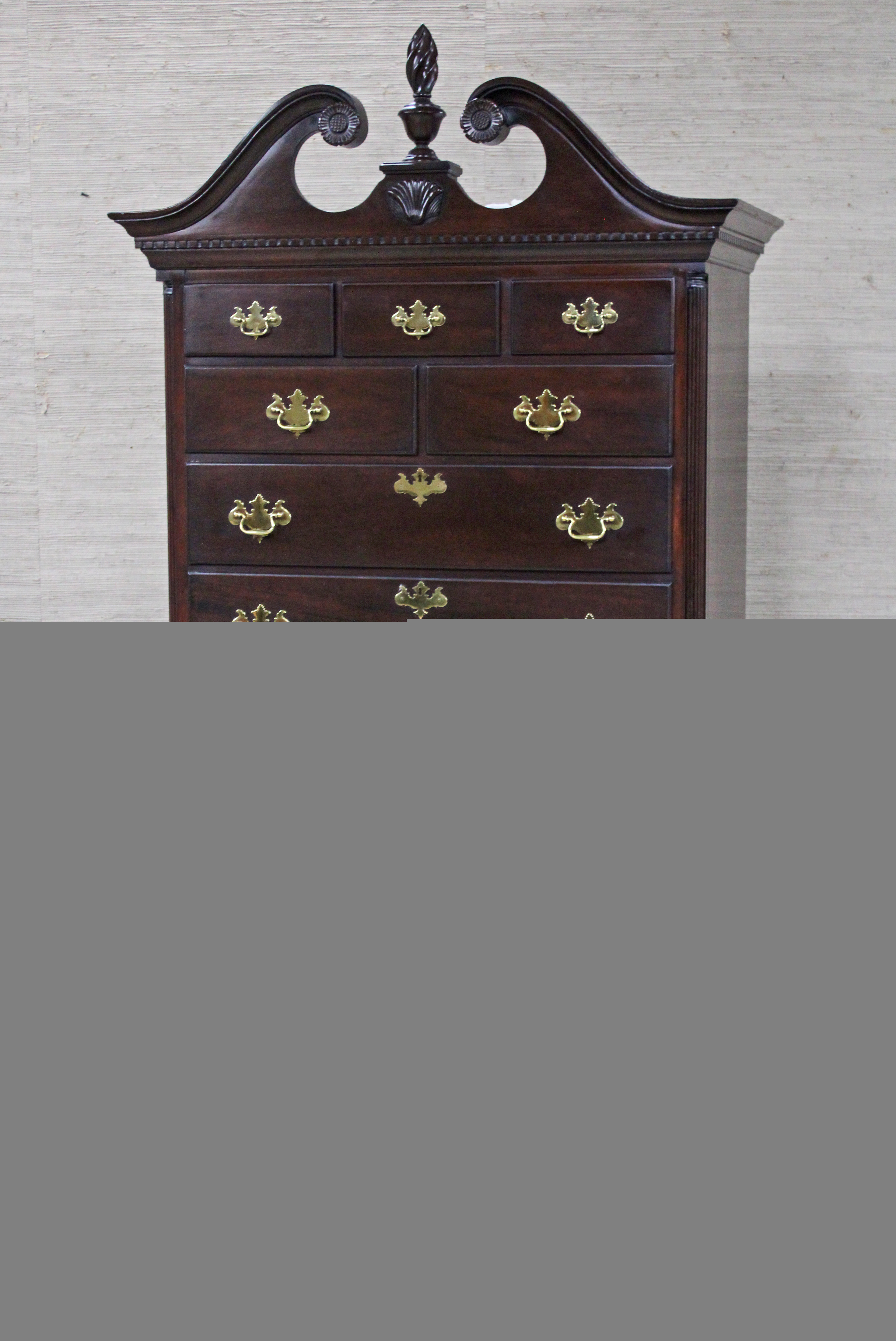 BONNET TOP MAHOGANY HIGHBOY BY PENNSYLVANIA HOUSE American style bonnet