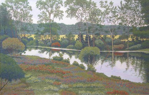 River Flowers 1985 Woodcut on Paper Mortensen Gordon 24 x