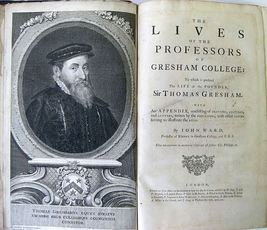 WARD JOHN The Lives of the Professors of Gresham College
